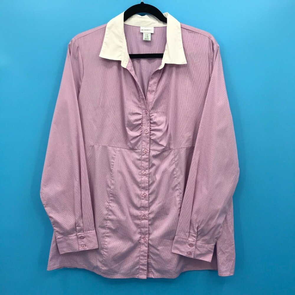 Motherhood Maternity Long Sleeve Pin Stripe Button Shirt XL NWOT